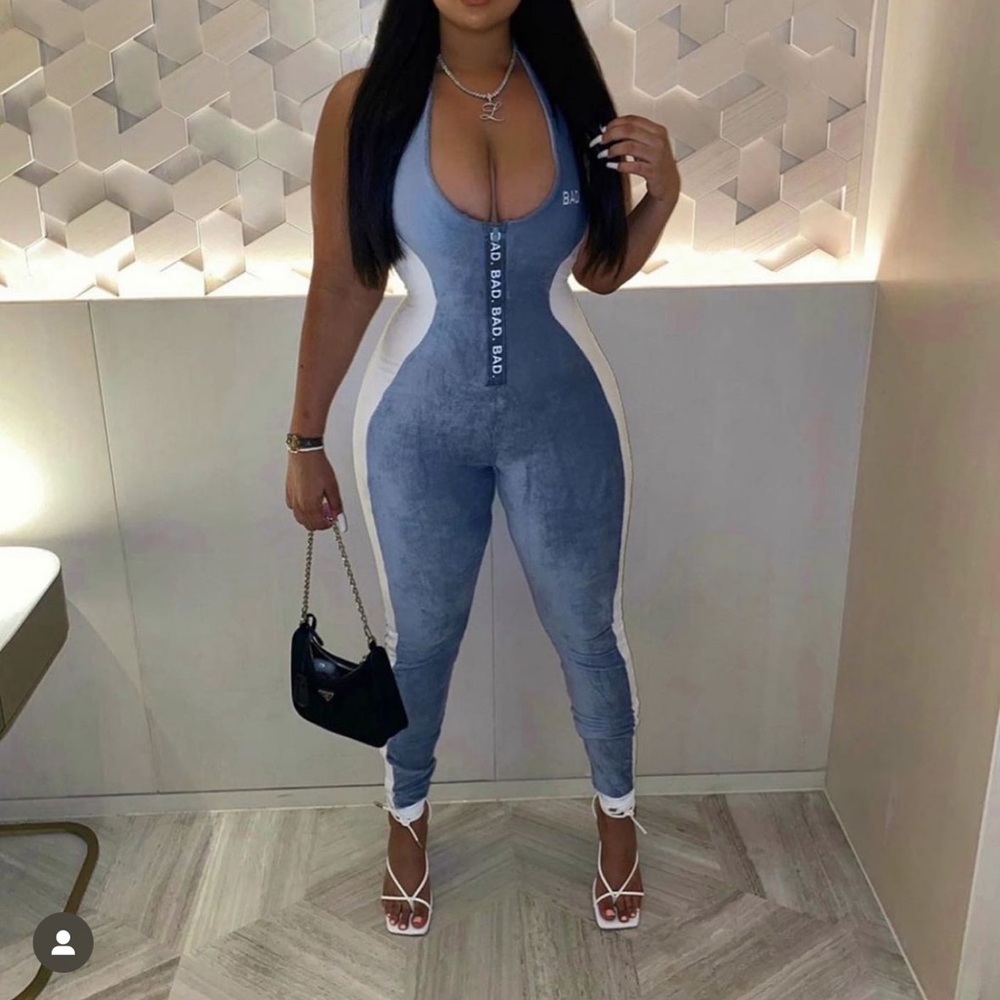 Blue Halter Jumpsuit
